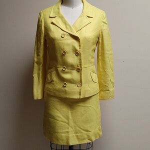 Paris Designer Helene Roy Yellow Linen Suit XS-S